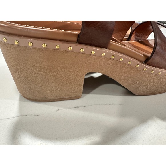 Fitflop Dark Brown Leather Strappy Studded Platform Wedge Sandals Women US 10 - Picture 4 of 6